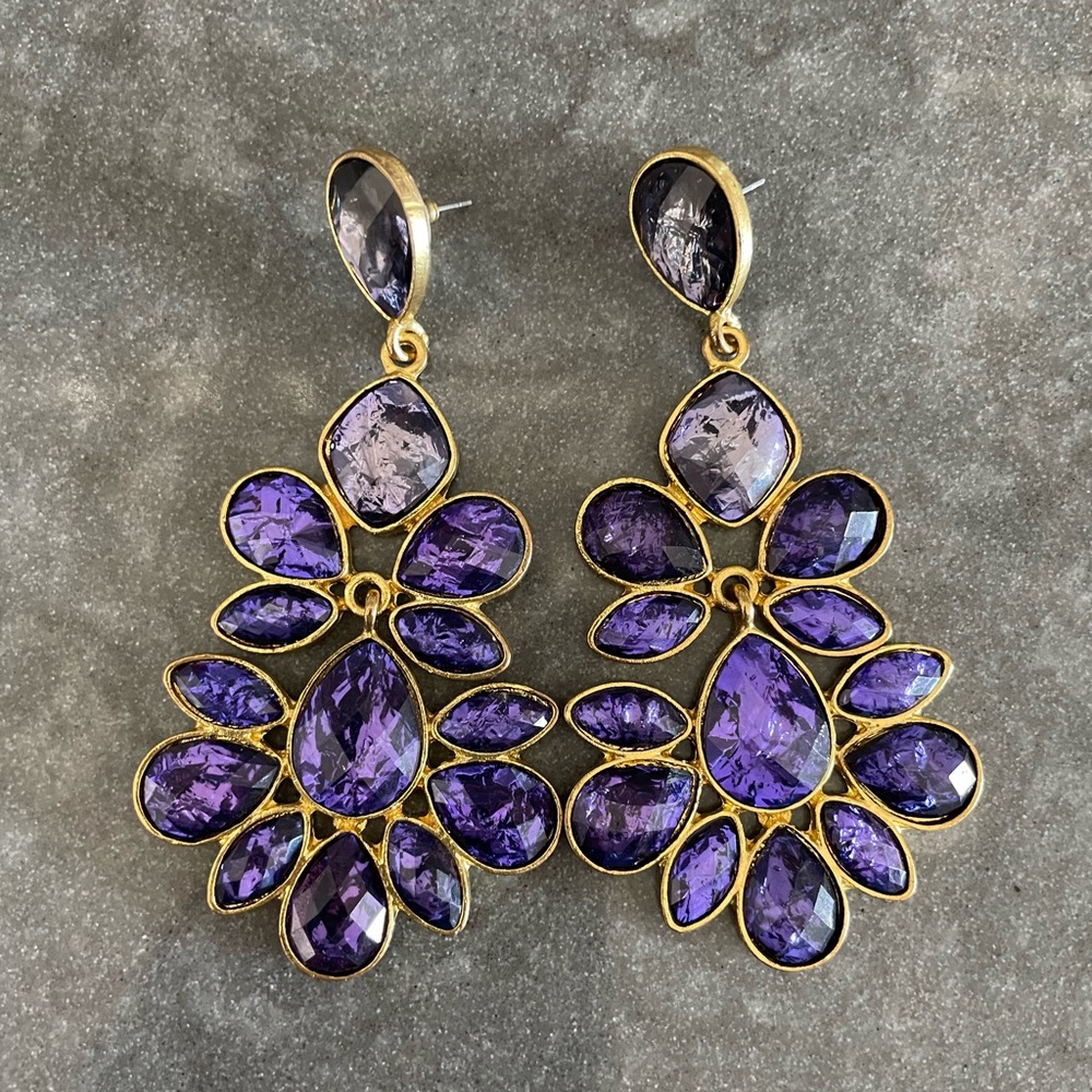 Elegant Purple and Gold Drop Earrings